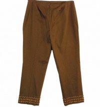 Jones New York Signature Pants, Stretch Cotton Beaded Capri Chestnut 10