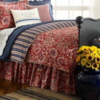 Lauren by Ralph Lauren Villa Martine Floral Red KING Pillow Sham Lauren by Ralph Lauren Villa Martine Floral Red KING Pillow Sham
