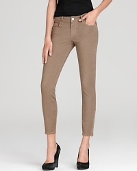 Shift into neutral with these fit to flatter, camel-colored skinny jeans that feature fun little ankle zips at the bottom for added versatility. Shift into neutral with these fit to flatter, camel-colored skinny jeans that feature fun little ankle zips at the bottom for added versatility.