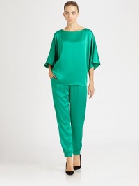 This pajama-inspired style is rendered in supple satin charmeuse.Elastic waistbandSide slash pocketsElastic cuffsInseam, about 27RayonDry cleanMade in Italy of imported fabricModel shown is 5'11 (180cm) wearing US size 4. 
