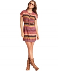 Zigzag stripes add a colorful boho-chic appeal to this Kensie dress -- pair it with tights & boots for a flirty look! Zigzag stripes add a colorful boho-chic appeal to this Kensie dress -- pair it with tights & boots for a flirty look!