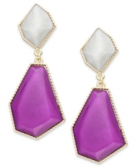 Flaunt a little geometry this season! With colorful resin stones in unique shapes, these drop earrings from Bar III make math stylish. Crafted in gold tone mixed metal. Approximate drop: 2-3/4 inches. Flaunt a little geometry this season! With colorful resin stones in unique shapes, these drop earrings from Bar III make math stylish. Crafted in gold tone mixed metal. Approximate drop: 2-3/4 inches.