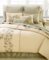 Regain your vitality with this Sanctuary by L'erba Vitality duvet cover, featuring pristine petal applique details in soothing ivory and eucalyptus tones for the ultimate retreat. Button closure. Regain your vitality with this Sanctuary by L'erba Vitality duvet cover, featuring pristine petal applique details in soothing ivory and eucalyptus tones for the ultimate retreat. Button closure.