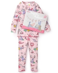 This Books to Bed Angelina Ballerina pajama set includes the book and pajamas adorned with characters from the beloved children's story. This Books to Bed Angelina Ballerina pajama set includes the book and pajamas adorned with characters from the beloved children's story.