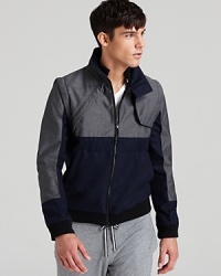 An understated design with a performance edge, this jacket from NUMBER:Lab features a color-block pattern that's in step with the times. An understated design with a performance edge, this jacket from NUMBER:Lab features a color-block pattern that's in step with the times.