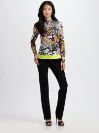 A breathtaking floral print perfectly complemented by a burst of neon colorblocking. Mandarin collarLong sleevesPatch pocketConcealed button frontAllover printNeon hemAbout 25 from shoulder to hem93% silk/7% elastaneDry cleanImported Model shown is 5'10½ (179cm) wearing US size Small. A breathtaking floral print perfectly complemented by a burst of neon colorblocking. Mandarin collarLong sleevesPatch pocketConcealed button frontAllover printNeon hemAbout 25 from shoulder to hem93% silk/7% elastaneDry cleanImported Model shown is 5'10½ (179cm) wearing US size Small.