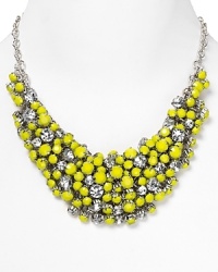 Nail this season's neon accessory trend with this bold, beaded bib necklace from Aqua. High-impact and electrically hued, it's the showpiece to covet bright now. Nail this season's neon accessory trend with this bold, beaded bib necklace from Aqua. High-impact and electrically hued, it's the showpiece to covet bright now.