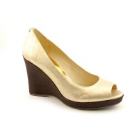 Michael Kors Lexi Mid Wedge Womens Size 7 Gold Peep Toe Leather Wedges Shoes Michael Kors Lexi Mid Wedge Womens Size 7 Gold Peep Toe Leather Wedges Shoes