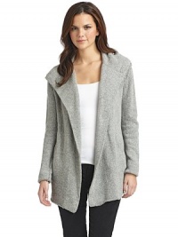 THE LOOKHooded styleOpen frontLong sleevesExposed seamingDual angled besom pockets with ribbed trimTHE FITAbout 32 from shoulder to hemTHE MATERIAL35% acrylic/32% wool/25% nylon/8% angoraCARE & ORIGINMachine washImportedModel shown is 5'10 (177cm) wearing US size Small. THE LOOKHooded styleOpen frontLong sleevesExposed seamingDual angled besom pockets with ribbed trimTHE FITAbout 32 from shoulder to hemTHE MATERIAL35% acrylic/32% wool/25% nylon/8% angoraCARE & ORIGINMachine washImportedModel shown is 5'10 (177cm) wearing US size Small.