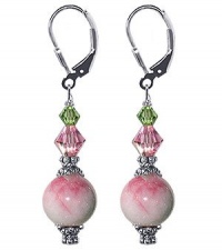 SCER018 Sterling Silver Crystal Jade Earrings Made with Swarovski Elements