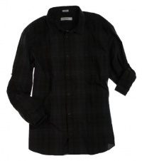 Calvin Klein Sportswear Mens Long Sleeve Roll Up Plaid Woven Shirt With Double Chest Pockets Calvin Klein Sportswear Mens Long Sleeve Roll Up Plaid Woven Shirt With Double Chest Pockets