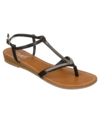 Like little mirrors on your feet. Carlos by Carlos Santana's Tulle flat sandals feature reflective metal detailing atop the vamp straps. Like little mirrors on your feet. Carlos by Carlos Santana's Tulle flat sandals feature reflective metal detailing atop the vamp straps.