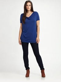 A knit jersey top with a touch of stretch for a flattering fit. You will adore how the draped neckline adds a feminine touch to this design.Draped necklineShort sleevesPrincess seamsPull-on styleAbout 29 from shoulder to hemModal/elastaneHand washImported A knit jersey top with a touch of stretch for a flattering fit. You will adore how the draped neckline adds a feminine touch to this design.Draped necklineShort sleevesPrincess seamsPull-on styleAbout 29 from shoulder to hemModal/elastaneHand washImported