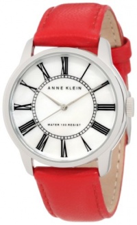 Anne Klein Women's 10/9905MPRD Leather Silver-Tone Red Leather Strap Watch Anne Klein Women's 10/9905MPRD Leather Silver-Tone Red Leather Strap Watch