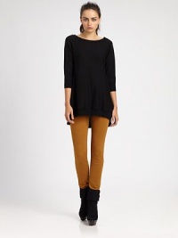 A whisper weight blend of cotton and cashmere, draped effortlessly in a hi-lo hem pullover.BoatneckDropped shouldersThree-quarter sleevesAbout 29 from shoulder to hem85% cotton/15% cashmereDry cleanImportedModel shown is 5'9½ (176cm) wearing US size Small. A whisper weight blend of cotton and cashmere, draped effortlessly in a hi-lo hem pullover.BoatneckDropped shouldersThree-quarter sleevesAbout 29 from shoulder to hem85% cotton/15% cashmereDry cleanImportedModel shown is 5'9½ (176cm) wearing US size Small.