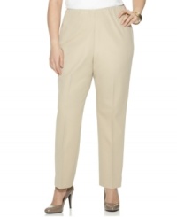 Sleek and sophisticated, these plus size J Jones New York pants have a comfy elastic waistband for ease of wear. Sleek and sophisticated, these plus size J Jones New York pants have a comfy elastic waistband for ease of wear.