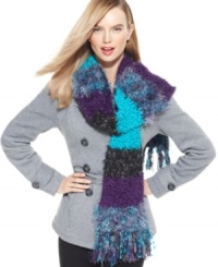 Block out the cold with this textural scarf by Cejon in a warm, fuzzy knit.