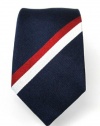 100% Silk Navy and Red Striped Skinny Tie