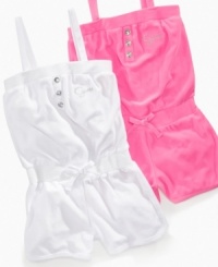 Cozy comfort. You can wrap her up in this warm terry cloth romper for some post-pool playtime or relaxing in the shade this summer. (Clearance) Cozy comfort. You can wrap her up in this warm terry cloth romper for some post-pool playtime or relaxing in the shade this summer. (Clearance)
