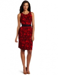 AK Anne Klein Women's Multi Print Sleeveless Belted Dress AK Anne Klein Women's Multi Print Sleeveless Belted Dress