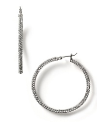 Elegant hoop earrings with pave stone clusters in polished silver plate. Elegant hoop earrings with pave stone clusters in polished silver plate.