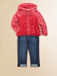 A cozy little cardigan is given a precious update with tiers of ruffles and an attached hood.Attached hoodLong sleeves with ruffled cuffsButton frontRuffled hem95% viscose/5% spandexHand washImported Please note: Number of buttons may vary depending on size ordered. A cozy little cardigan is given a precious update with tiers of ruffles and an attached hood.Attached hoodLong sleeves with ruffled cuffsButton frontRuffled hem95% viscose/5% spandexHand washImported Please note: Number of buttons may vary depending on size ordered.