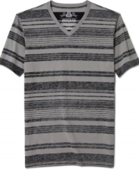 Need something to make your style sizzle the summer? This striped v-neck t-shirt from American Rag help heat up your casual cool. Need something to make your style sizzle the summer? This striped v-neck t-shirt from American Rag help heat up your casual cool.