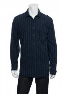 American Rag Men's Blue Vertical Striped Button Down Shirt