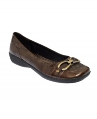 Karen Scott's Olivia flats feature a bold buckle at the vamp that makes sure this polished look stays fresh and exciting. Karen Scott's Olivia flats feature a bold buckle at the vamp that makes sure this polished look stays fresh and exciting.