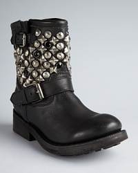 Ash's boots are full speed ahead with the moto trend. Riveting rows of studs and darkened crystals rev up a tough-chic silhouette. Ash's boots are full speed ahead with the moto trend. Riveting rows of studs and darkened crystals rev up a tough-chic silhouette.