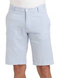 THE LOOKThin seersucker designBanded waist with belt loopsConcealed zip fly with button closureSide seam pocketsBack dartsBack welt pocketsTHE FITRise, about 10Inseam, about 11THE MATERIALCottonPartially linedCARE & ORIGINMachine washImported THE LOOKThin seersucker designBanded waist with belt loopsConcealed zip fly with button closureSide seam pocketsBack dartsBack welt pocketsTHE FITRise, about 10Inseam, about 11THE MATERIALCottonPartially linedCARE & ORIGINMachine washImported