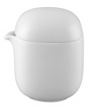 For diners who crave pure, modern design, Suomi White serveware is dreamy and graceful in bright white porcelain. With a soft, cylindrical silhouette, petite spout and generous glaze, this covered creamer pours milk and cream with artistic flair.