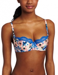 b.tempt'd by Wacoal Women's Double Drama Balconette Bra, Princess Blue/Rose Print, 34B b.tempt'd by Wacoal Women's Double Drama Balconette Bra, Princess Blue/Rose Print, 34B