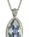 The Vatican Library Collection Blue Oval Cross Pendant Necklace