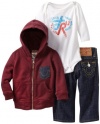 True Religion Baby-Boys Infant Baby 3 Piece Gift Box Set, Redwood, 6-12 Months