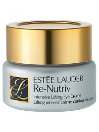 Re-Nutriv Intensive Lifting Eye Creme virtually lifts eye area, giving it a younger, brighter appearance. Special moisture magnets instantly attract and bind moisture - comforting, refreshing and plumping your skin. Reduces the appearance of lines and wrinkles around the eyes. Minimizes the look of dark circles and helps inhibit their reappearance. Extra-gentle, delicately emollient formula includes a rare anti-irritant to de-emphasize puffiness. 0.5 oz. Re-Nutriv Intensive Lifting Eye Creme virtually lifts eye area, giving it a younger, brighter appearance. Special moisture magnets instantly attract and bind moisture - comforting, refreshing and plumping your skin. Reduces the appearance of lines and wrinkles around the eyes. Minimizes the look of dark circles and helps inhibit their reappearance. Extra-gentle, delicately emollient formula includes a rare anti-irritant to de-emphasize puffiness. 0.5 oz.