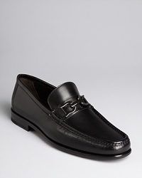 Bruno Magli's handsewn black nappa moccasin with combination leather/rubber sole and signature bit. Bruno Magli's handsewn black nappa moccasin with combination leather/rubber sole and signature bit.
