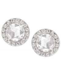 Crystal clear fashion, from CRISLU. These stud earrings feature a dome-cut center stone cubic zirconia surrounded by micro-pave cubic zirconia (1-1/5 ct. t.w.). Earrings set in platinum over sterling silver. Approximate diameter: 1/3 inch. Crystal clear fashion, from CRISLU. These stud earrings feature a dome-cut center stone cubic zirconia surrounded by micro-pave cubic zirconia (1-1/5 ct. t.w.). Earrings set in platinum over sterling silver. Approximate diameter: 1/3 inch.