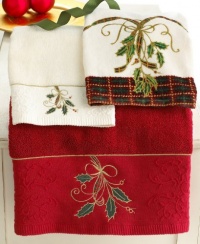 Ribbon & Holly Embroidered Tip in Red Ribbon & Holly Embroidered Tip in Red