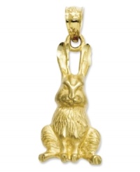 The perfect present for inside an Easter basket, this adorable diamond-cut rabbit will make this year extra special. Crafted in 14k gold. Chain not included. Approximate length: 1 inch. Approximate with: 2/5 inch. The perfect present for inside an Easter basket, this adorable diamond-cut rabbit will make this year extra special. Crafted in 14k gold. Chain not included. Approximate length: 1 inch. Approximate with: 2/5 inch.