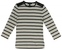 Lauren Ralph Lauren Women's Zip-Shoulder Striped Crewneck Top (X-Small, New Vintage Ivory/Black) Lauren Ralph Lauren Women's Zip-Shoulder Striped Crewneck Top (X-Small, New Vintage Ivory/Black)