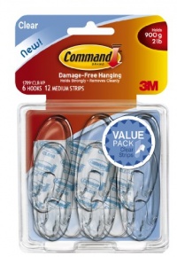 Command Medium Hooks, Clear, 6-Hook Command Medium Hooks, Clear, 6-Hook