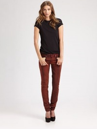 Featuring the fit of the season, these skinny jeans are in an intriguing hue. THE FITMedium rise, about 9Inseam, about 33THE DETAILSButton closureZip fly98% cotton/2% elastaneMachine washMade in USA of imported fabricModel shown is 5'9 (175cm) wearing US size 4. Featuring the fit of the season, these skinny jeans are in an intriguing hue. THE FITMedium rise, about 9Inseam, about 33THE DETAILSButton closureZip fly98% cotton/2% elastaneMachine washMade in USA of imported fabricModel shown is 5'9 (175cm) wearing US size 4.