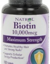 Natrol Biotin 10,000mcg, Maximum Strength, 100 Tablets