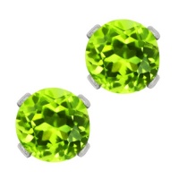 1.00 Ct Round Green Peridot .925 Sterling Silver 5.00mm Stud Earrings 1.00 Ct Round Green Peridot .925 Sterling Silver 5.00mm Stud Earrings