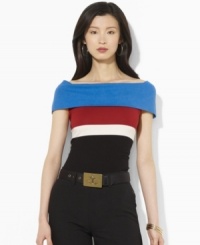 Lauren by Ralph Lauren's chic boatneck collar graces a classic-fitting sweater, designed in mercerized cotton jersey for a smooth hand. Lauren by Ralph Lauren's chic boatneck collar graces a classic-fitting sweater, designed in mercerized cotton jersey for a smooth hand.