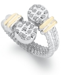 Try a trendy two-tone style. This intricate cable link ring is crafted in 14k gold and sterling silver for a versatile touch, while sparkling diamond accents add shine. Size 7. Try a trendy two-tone style. This intricate cable link ring is crafted in 14k gold and sterling silver for a versatile touch, while sparkling diamond accents add shine. Size 7.