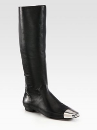Tall silhouette of butter-soft leather, finished with a square metal cap toe for modern appeal. Shaft, 15¾Leg circumference, 14Leather upper with metal cap toePull-on styleLeather lining and solePadded insoleImportedOUR FIT MODEL RECOMMENDS ordering one half size up as this style runs small. Tall silhouette of butter-soft leather, finished with a square metal cap toe for modern appeal. Shaft, 15¾Leg circumference, 14Leather upper with metal cap toePull-on styleLeather lining and solePadded insoleImportedOUR FIT MODEL RECOMMENDS ordering one half size up as this style runs small.