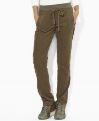 Rendered in sleek pinwale corduroy, Lauren Ralph Lauren's drawstring pant exudes sporty sophistication.