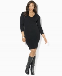 Lauren Ralph Lauren's classic plus size sweater dress is knit in ultra-soft merino wool for season-spanning style (Clearance) Lauren Ralph Lauren's classic plus size sweater dress is knit in ultra-soft merino wool for season-spanning style (Clearance)